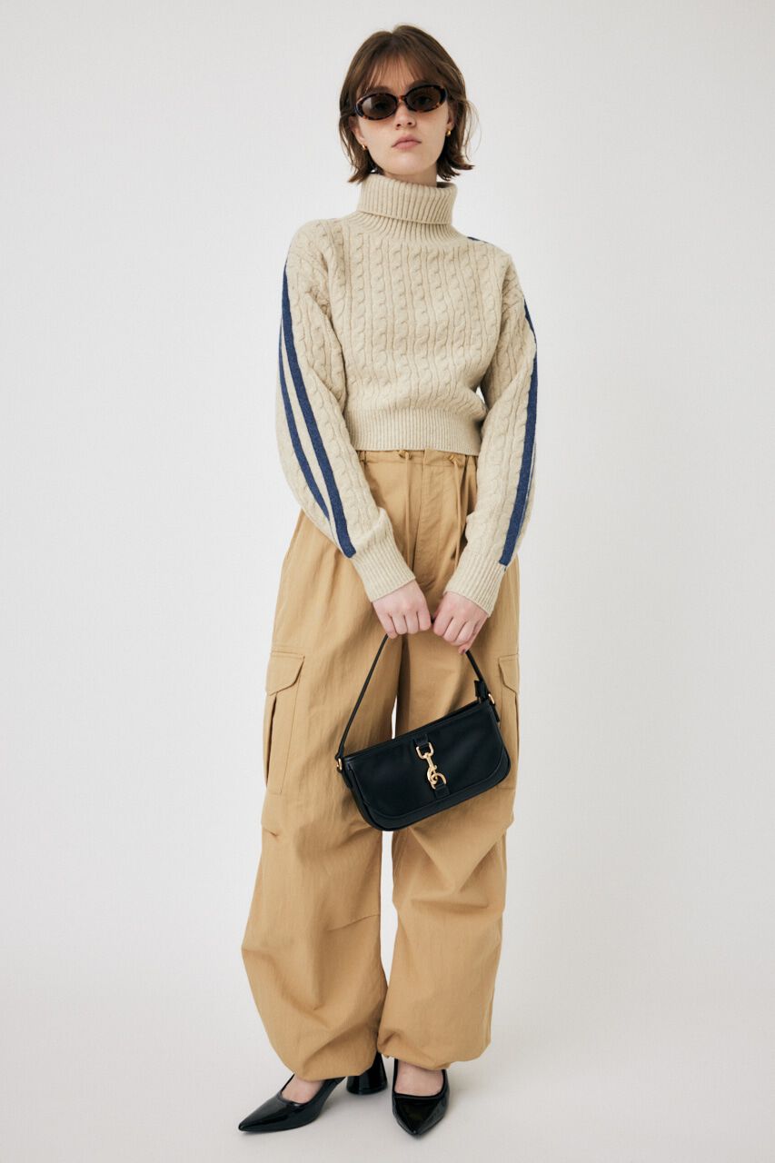 MOUSSY「LINE SLEEVE CABLE KNIT トップス」|ニット・セーター|