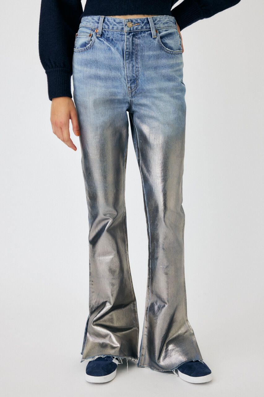 MOUSSY「FOIL PRINT SLIM FLARE」|デニム|