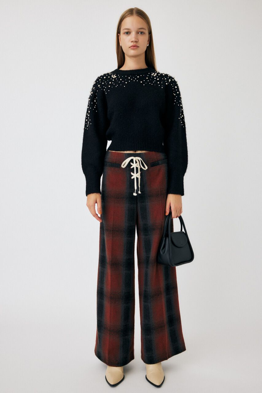 MOUSSY「BEADS DECO ニット」|ニット・セーター|BLK