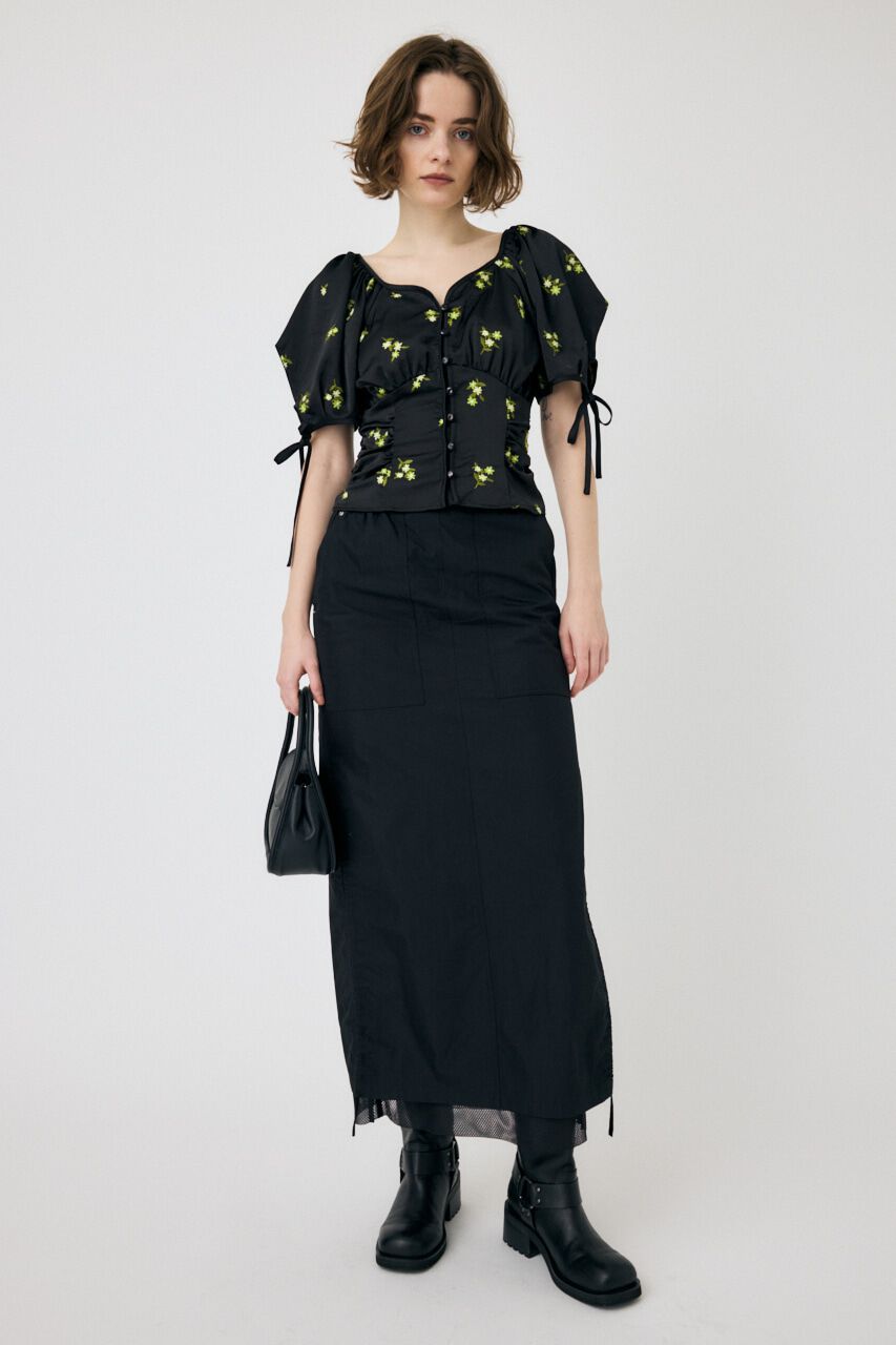 MOUSSY「MESH LAYERED CARGO スカート」|スカート|BLK