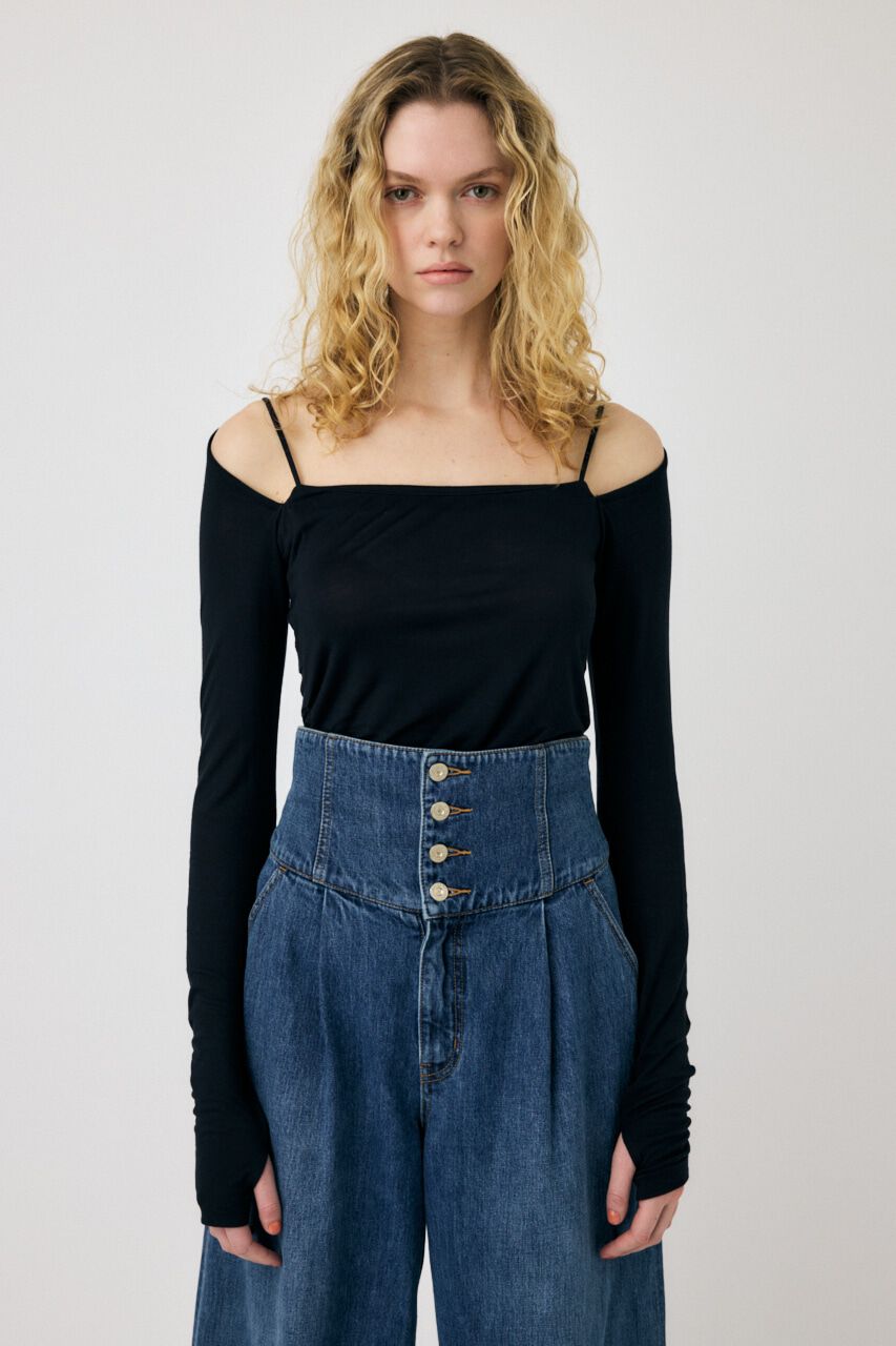 MOUSSY「SQUARE NECK GATHER トップス」|Tシャツ・カットソー|