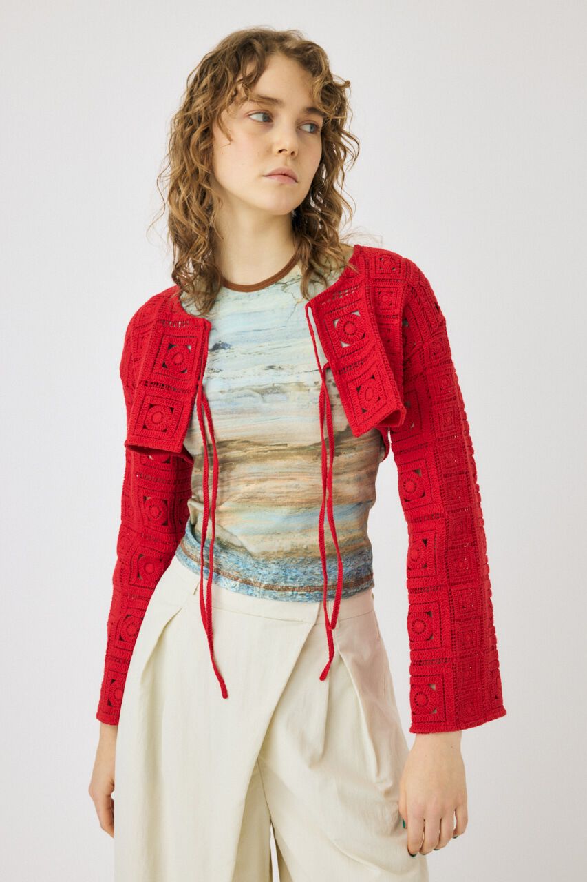 MOUSSY「CROCHET カーディガン」|カーディガン|RED