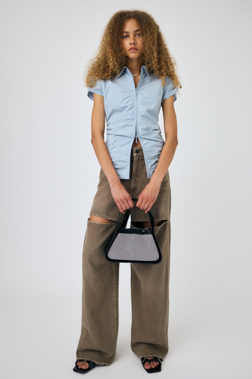 MOUSSY「ZIP UP CAP SLEEVE シャツ」|シャツ・ブラウス|