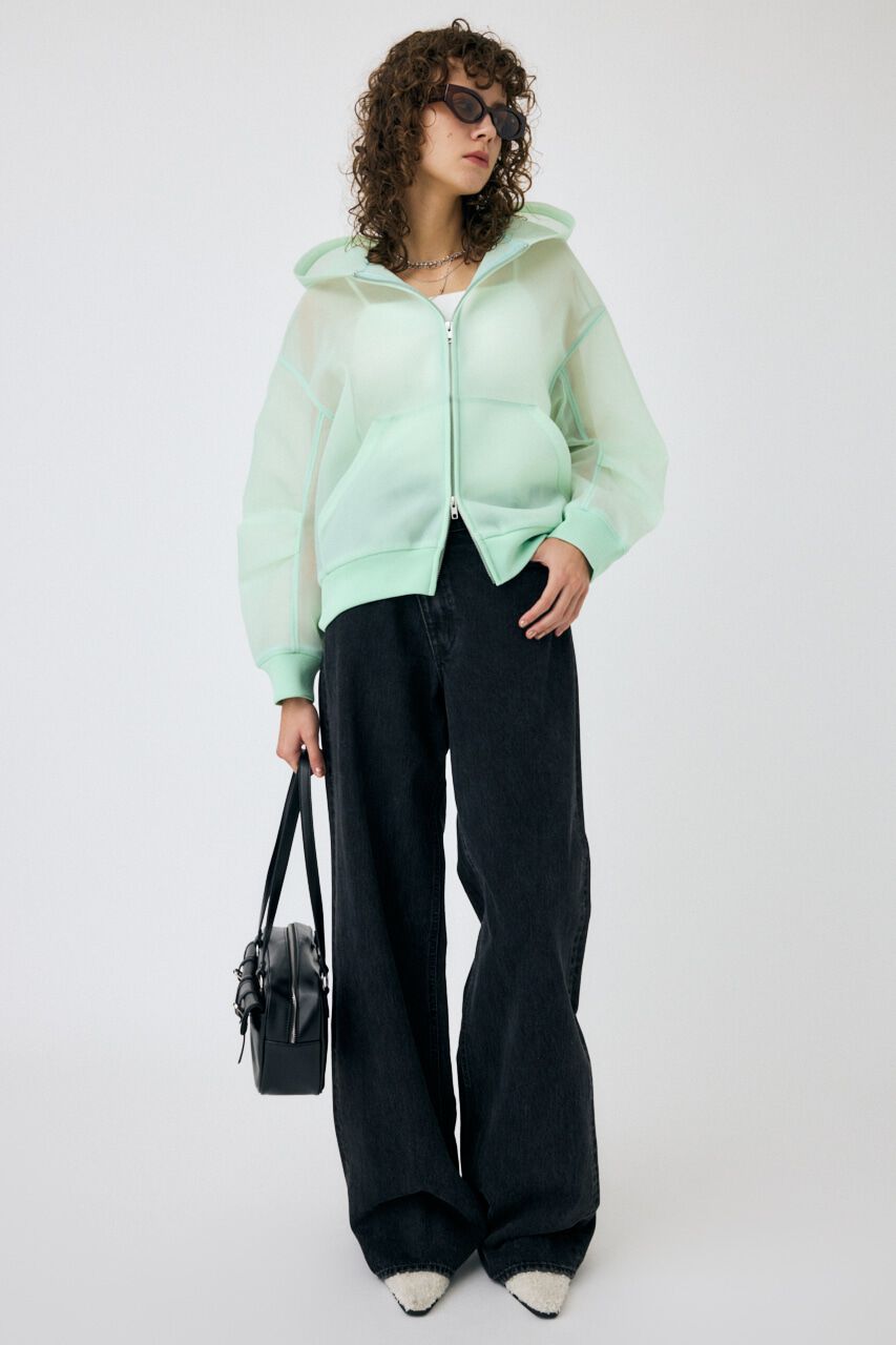 MOUSSY「SHEER CARDBOARD ジップアップフーディ」|パーカー|