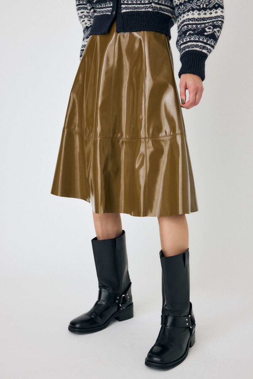 MOUSSY「F/LEATHER フレアスカート」|スカート|
