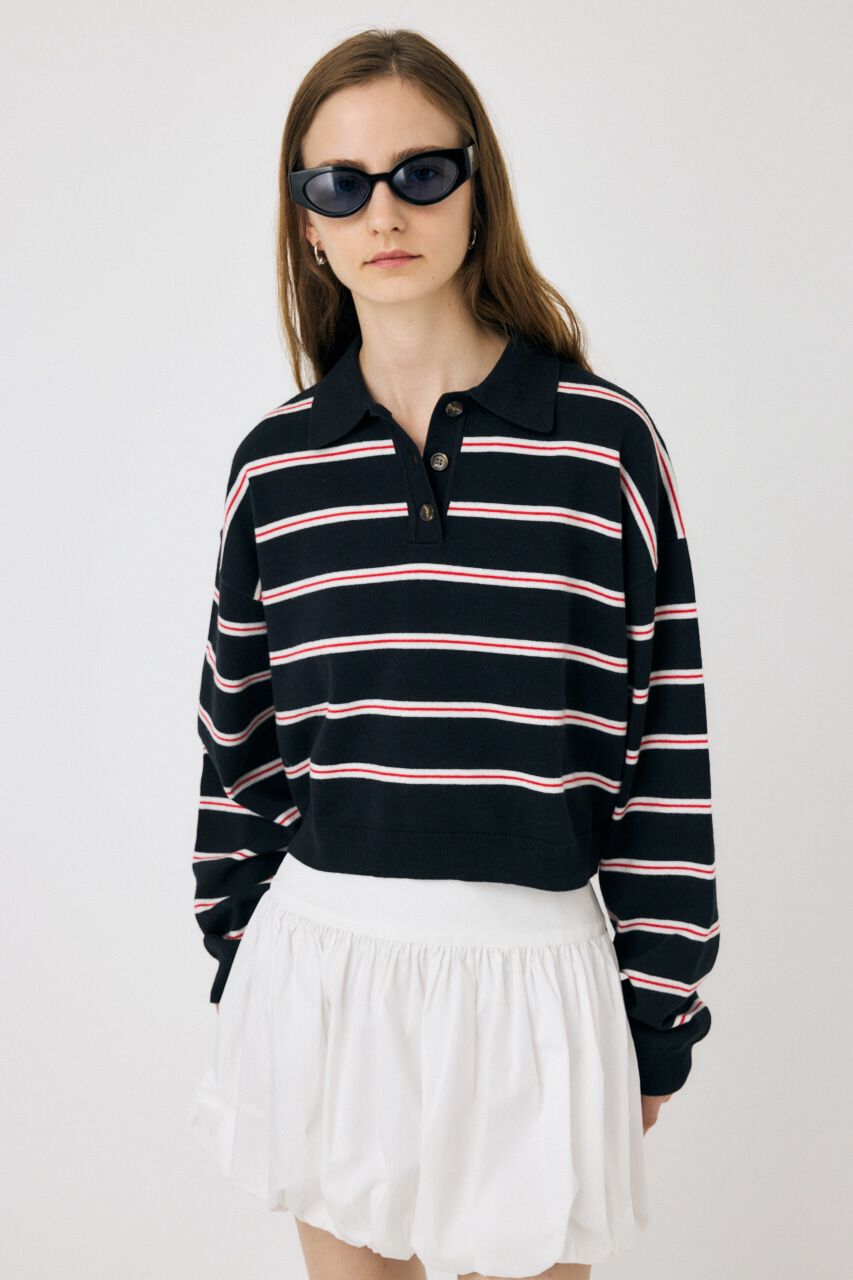 MOUSSY「BOXY KNIT ポロ」|ニット・セーター|柄BLK5