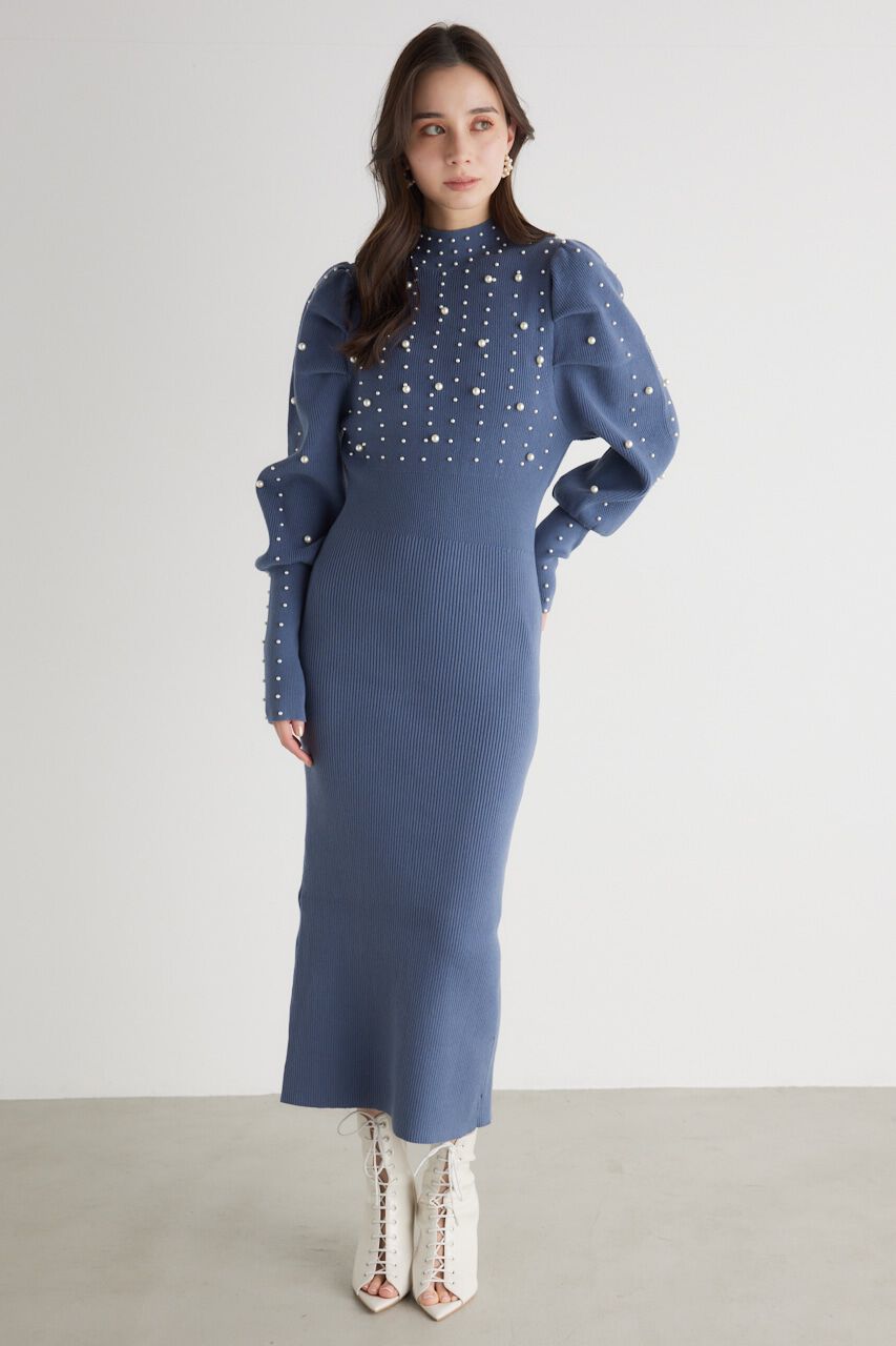 rienda「メニーフェイクパールタイトKnit OP」|ワンピース|