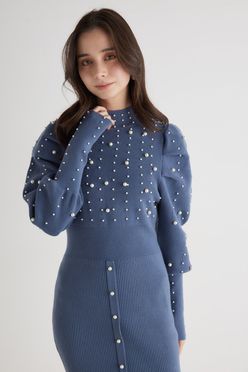 rienda「メニーフェイクパールタイトKnit OP」|ワンピース|