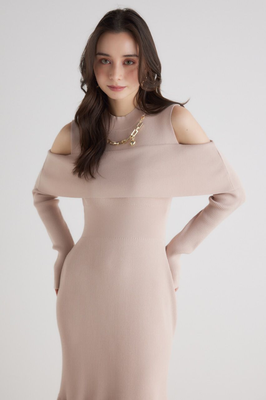 rienda「チェーンNCオフショル Knit OP」|ワンピース|