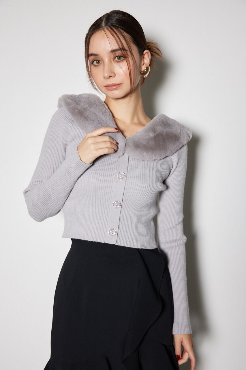 rienda「2WAYフェイクファーニット トップス」|ニット・セーター|L/GRY1