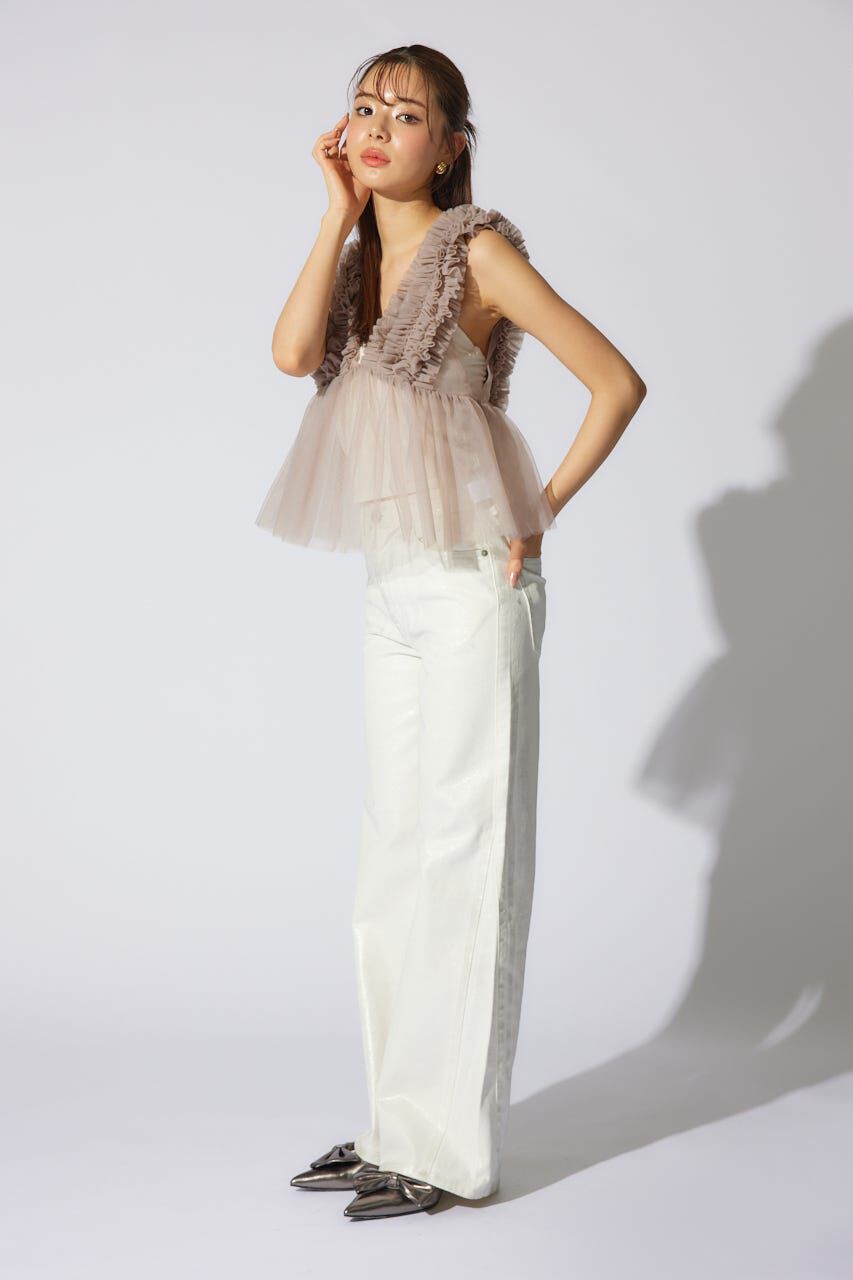 rienda「ボリュームチュールペプラムブラウス」|シャツ・ブラウス|