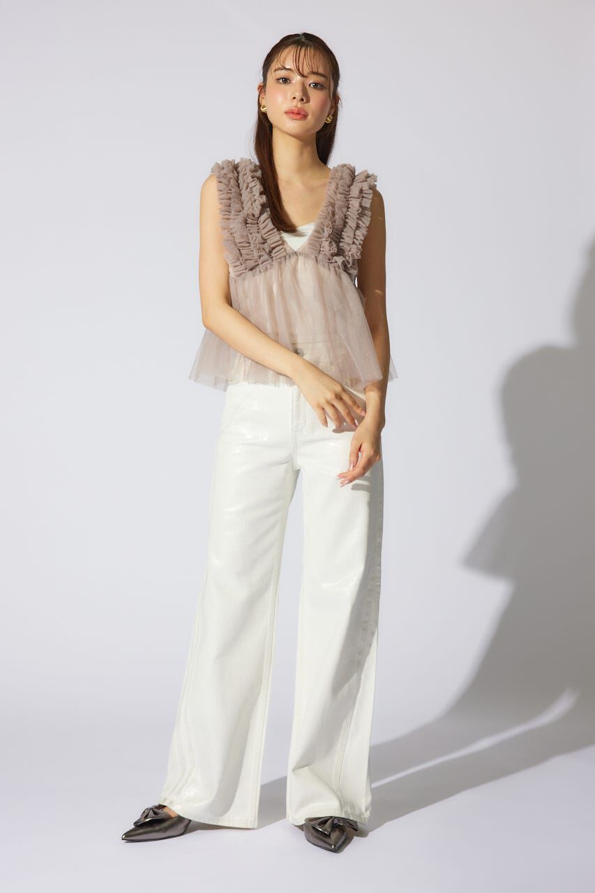 rienda「ボリュームチュールペプラムブラウス」|シャツ・ブラウス|