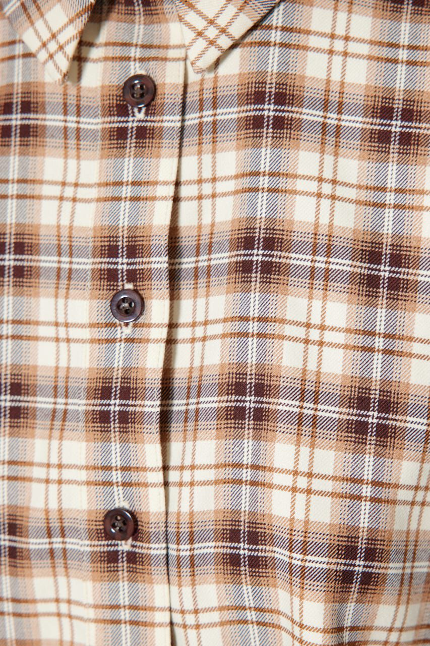 rienda「フロントショートチェックシャツ」|シャツ・ブラウス|