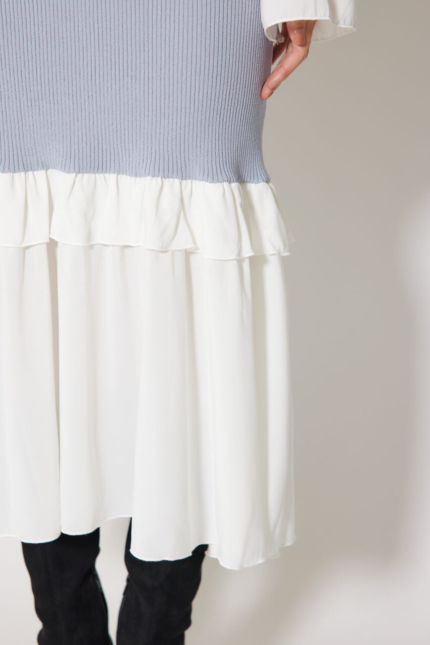 rienda「ダブルフリルコンビニットワンピース」|ワンピース|