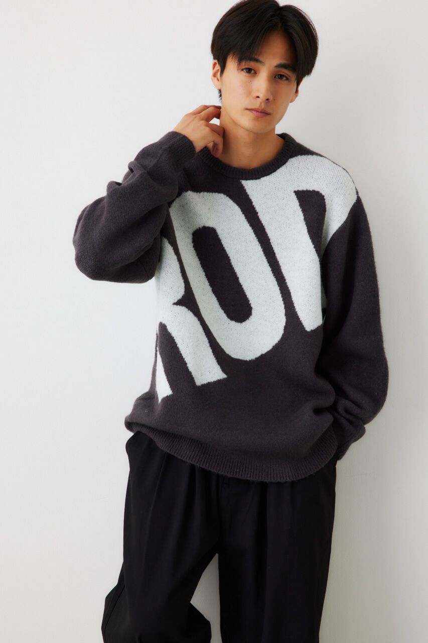 RODEO CROWNS「メンズブークレビッグロゴニットトップス」|ニット・セーター|BLK