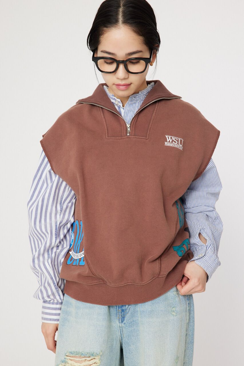 RODEO CROWNS「リメイクハーフジップベスト」|Tシャツ・カットソー|BRN