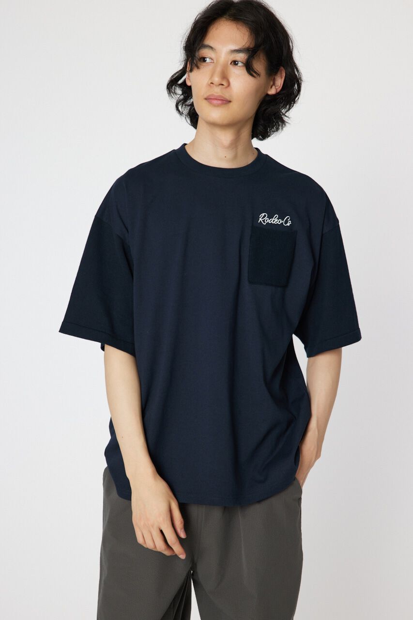 RODEO CROWNS「メンズドッキングロゴニットTシャツ」|ニット・セーター|BLK