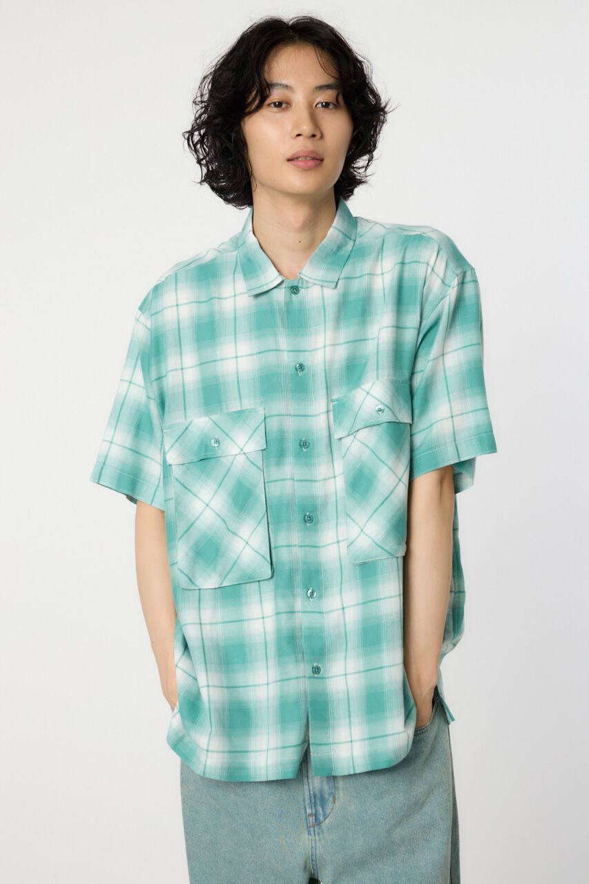 RODEO CROWNS「オンブレーチェックワークシャツ」|シャツ・ブラウス|柄GRN5