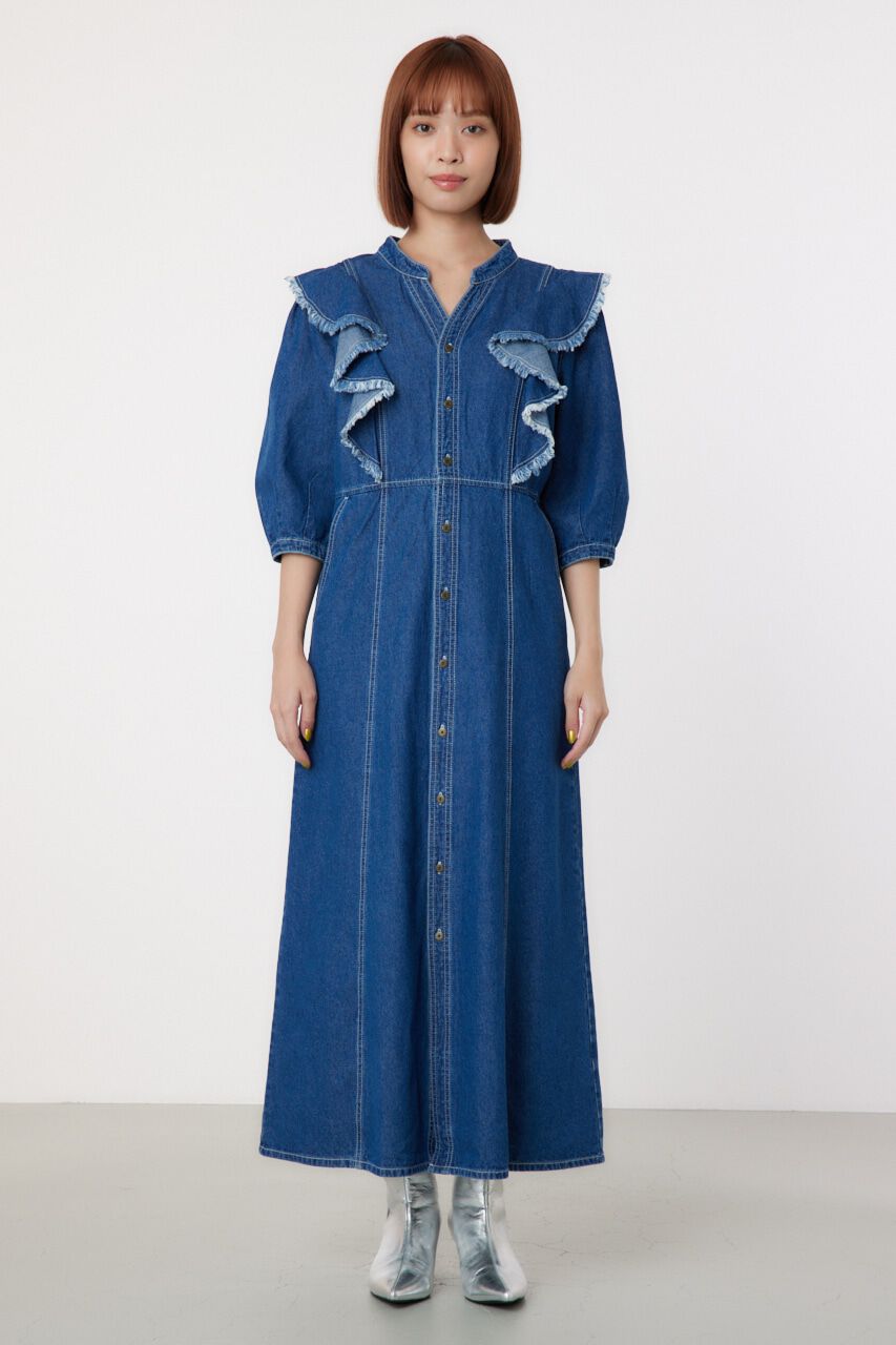 RODEO CROWNS「フリルデザインデニムロングワンピース」|ワンピース|