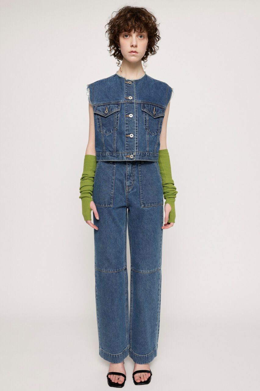 SLY「ワークワイドパンツ デニムパンツ ジーンズ」|デニム|BLU