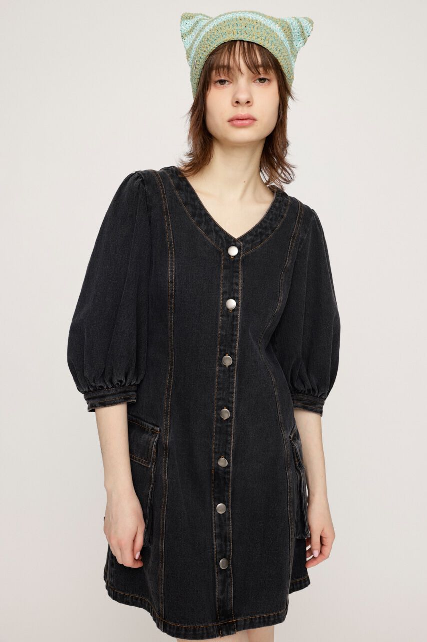 SLY「V NECK DENIM ショートワンピース」|ワンピース|