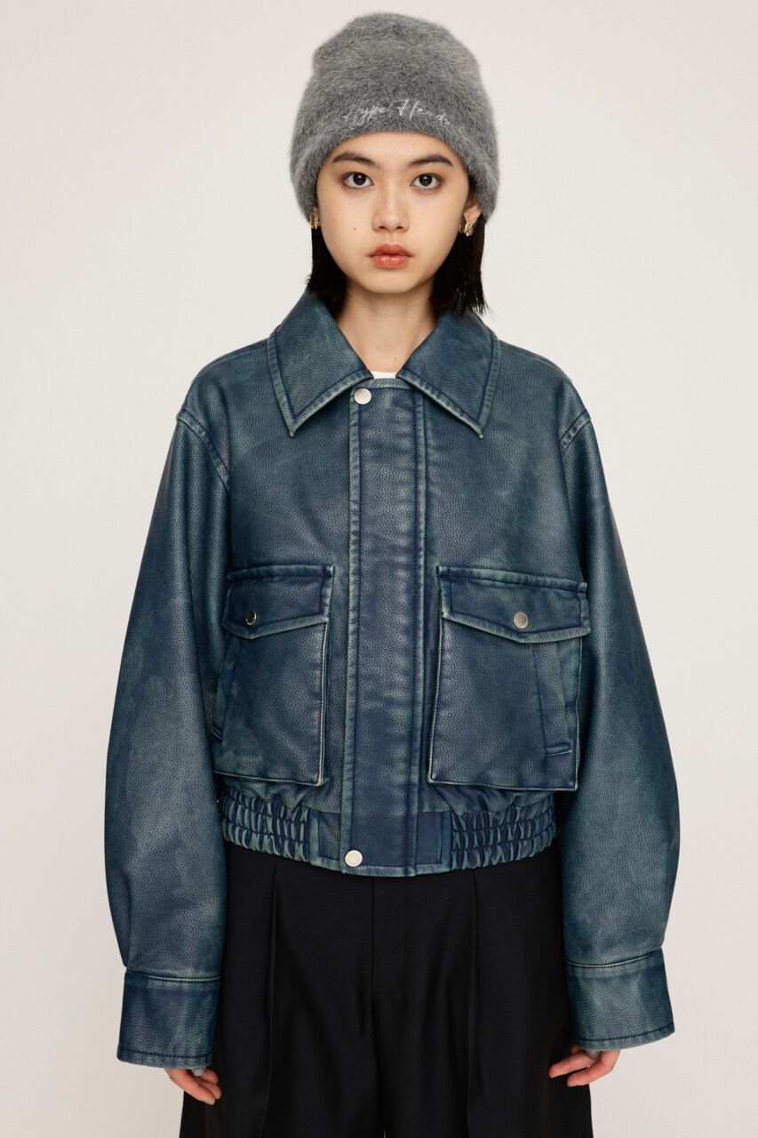 SLY「AGING F／LEATHER FLIGHT ジャケット」|ブルゾン・スタジャン|