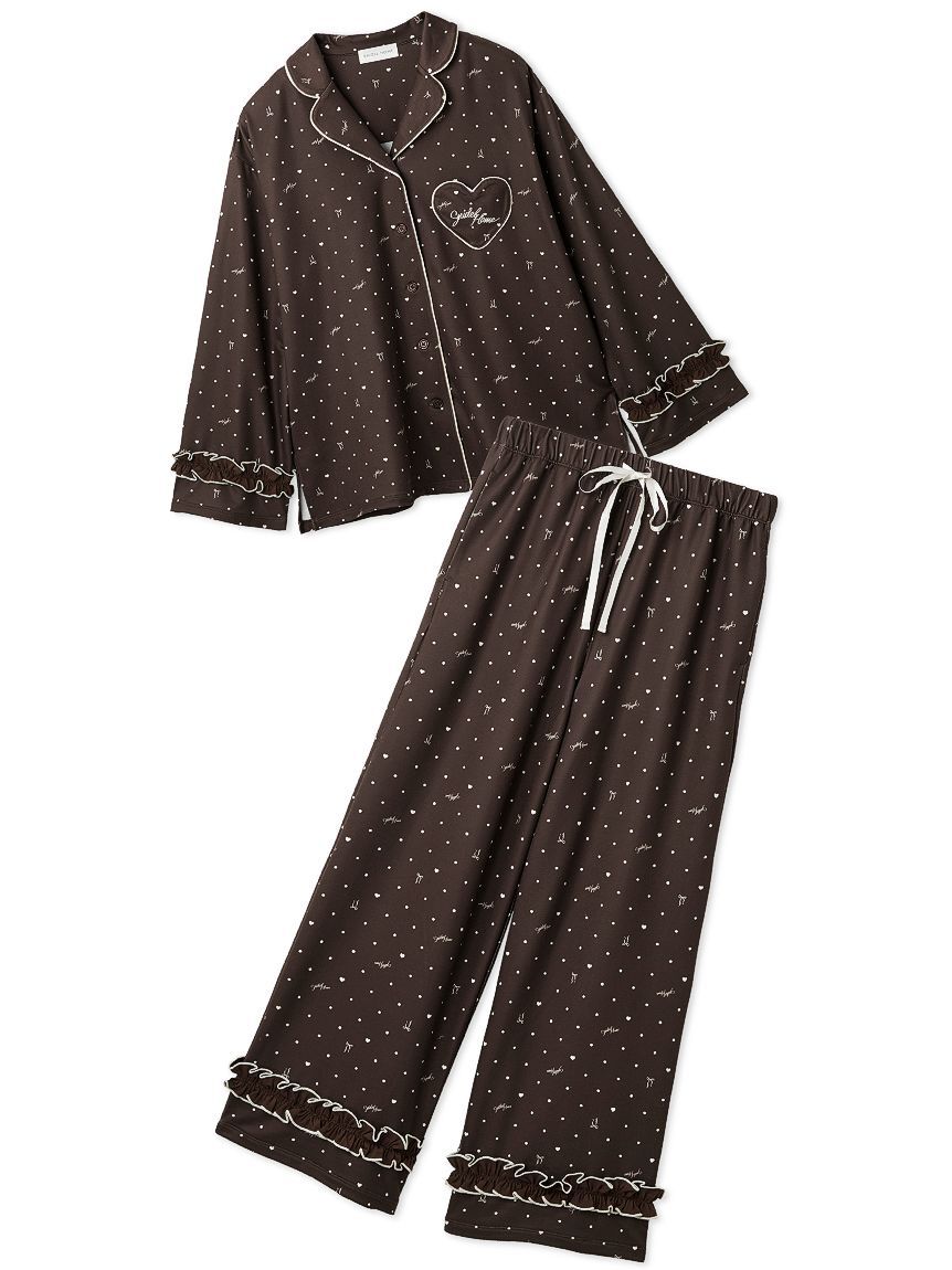 SNIDEL HOME「【WEB限定】【セット商品】ハートドット柄開襟シャツ＆ハートドット柄ロングパンツSET」|ルームウェア|