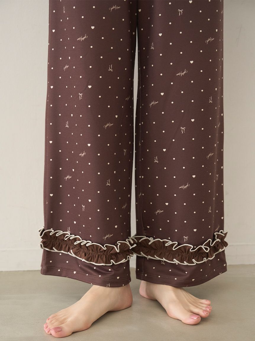 SNIDEL HOME「【WEB限定】【セット商品】ハートドット柄開襟シャツ＆ハートドット柄ロングパンツSET」|ルームウェア|