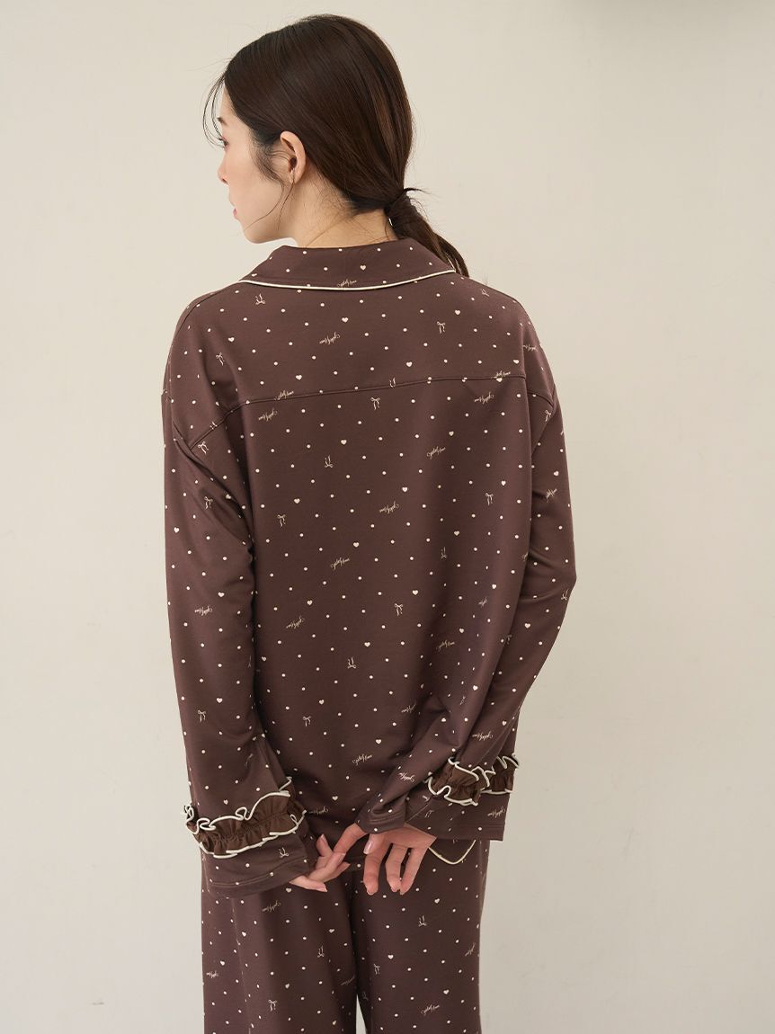 SNIDEL HOME「【WEB限定】【セット商品】ハートドット柄開襟シャツ＆ハートドット柄ロングパンツSET」|ルームウェア|