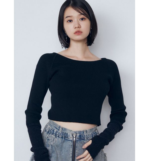 EMODA「ハンドウォームリブニット」|ニット・セーター|ブラック