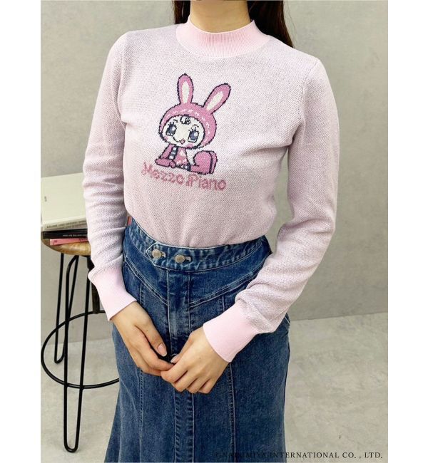 MERCURYDUO「【メゾピアノジュニアコラボ】 ベリエちゃんジャカードニット」|ニット・セーター|ピンク