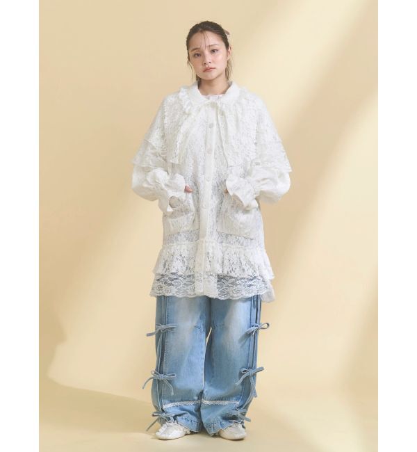 merry jenny「バレルレッグリボンデニムパンツ」|デニム|