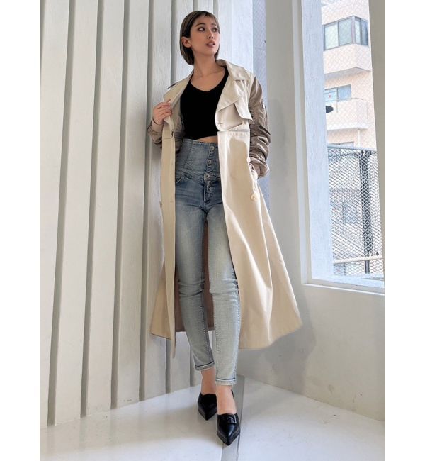 GYDA「3WAY mix material トレンチコート」|トレンチコート|