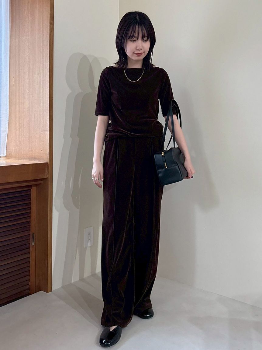 Mila Owen「【セットアップ対応】ベロアSET UPウエストゴムイージーパンツ」|チノ|