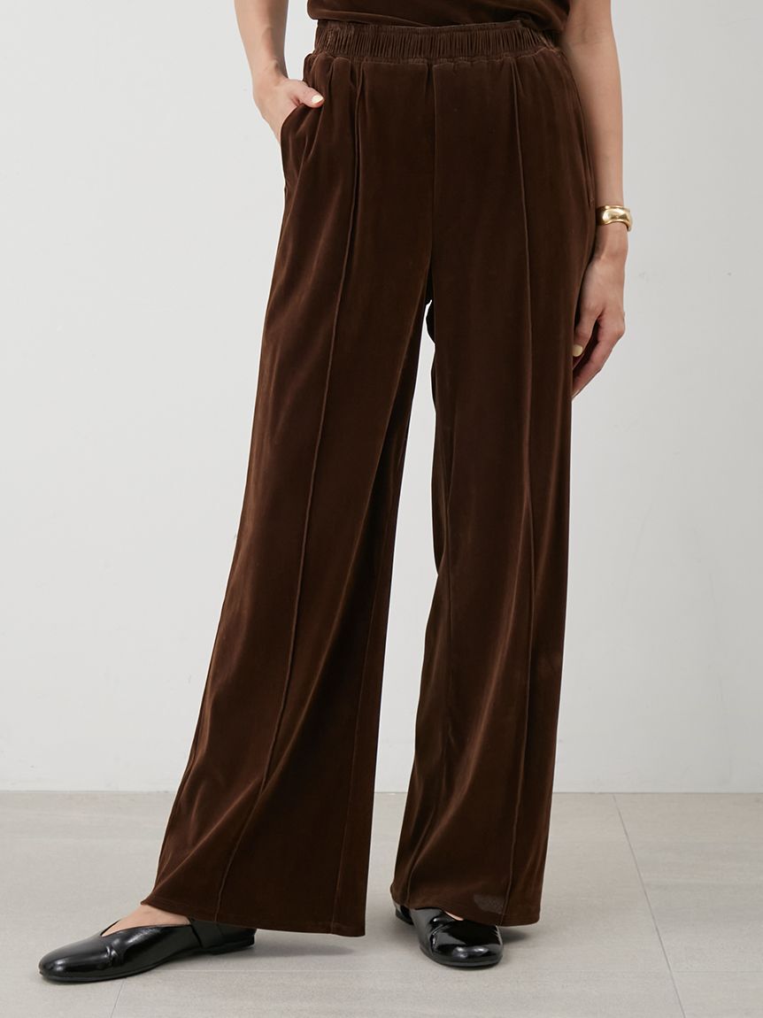 Mila Owen「【セットアップ対応】ベロアSET UPウエストゴムイージーパンツ」|チノ|