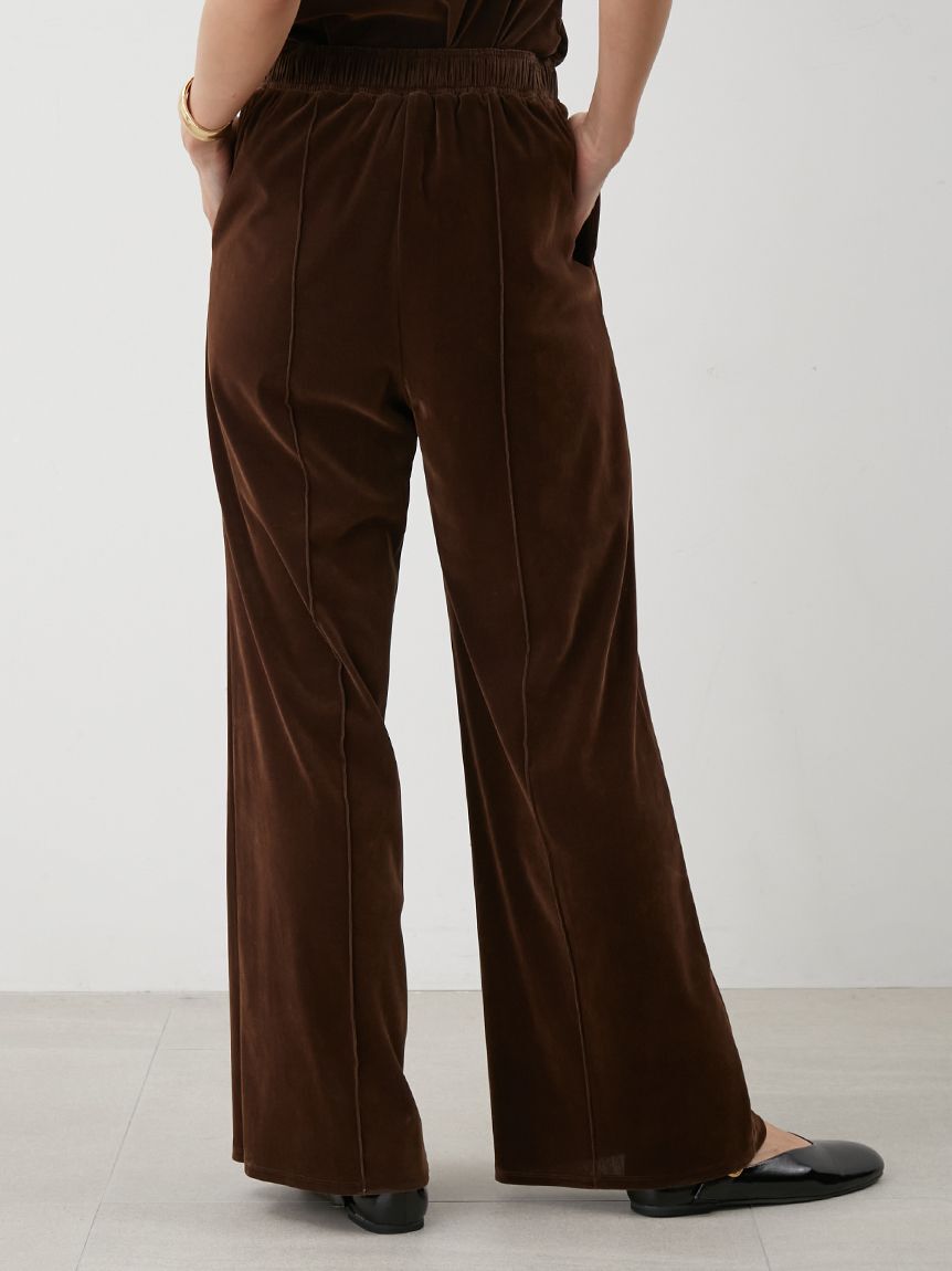 Mila Owen「【セットアップ対応】ベロアSET UPウエストゴムイージーパンツ」|チノ|