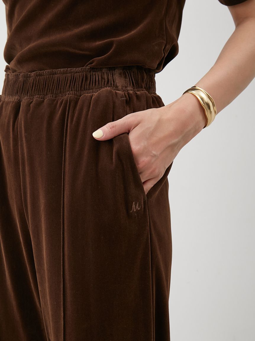 Mila Owen「【セットアップ対応】ベロアSET UPウエストゴムイージーパンツ」|チノ|