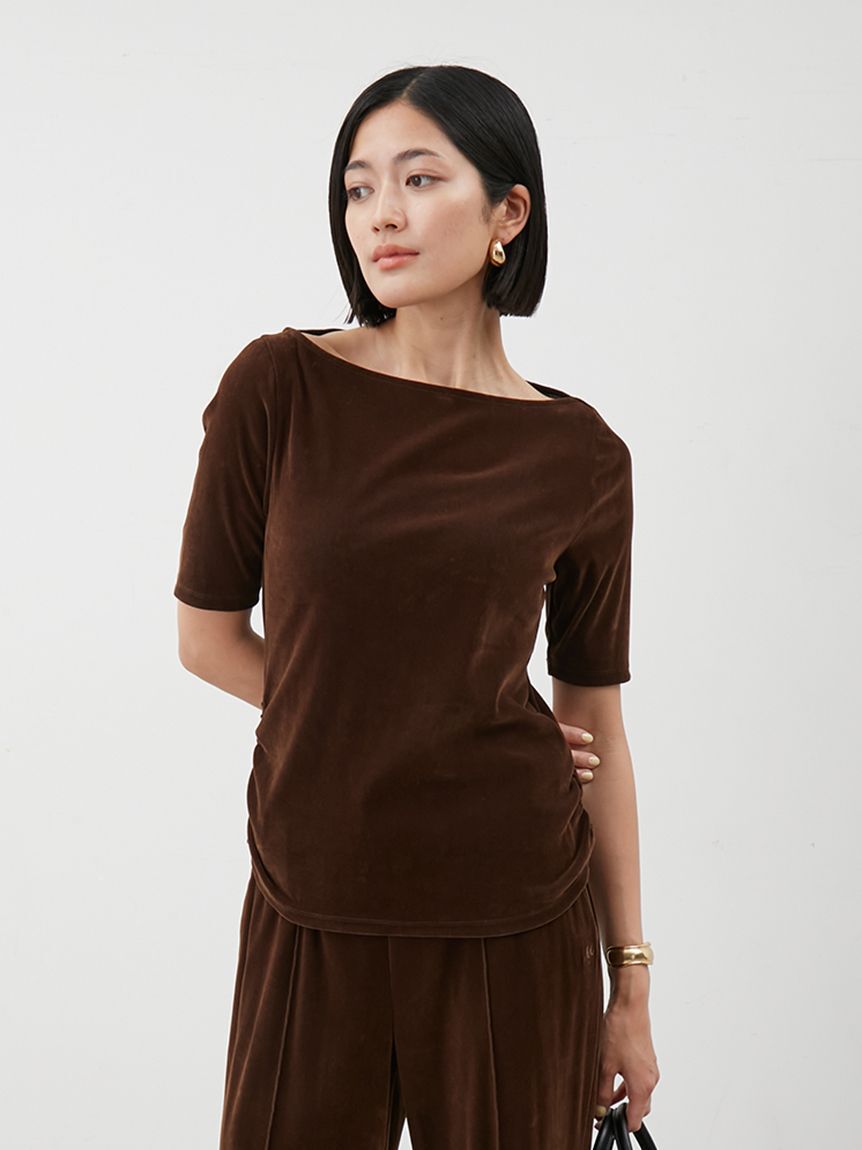 Mila Owen「【セットアップ対応】ベロアSET UP2wayボートネックプルオーバー」|Tシャツ・カットソー|