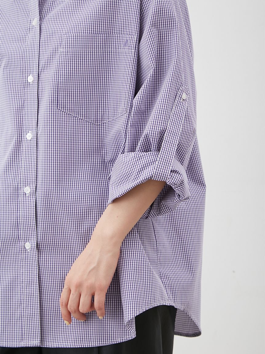 Mila Owen「タブスリーブ釦ダウン柄シャツ」|シャツ・ブラウス|