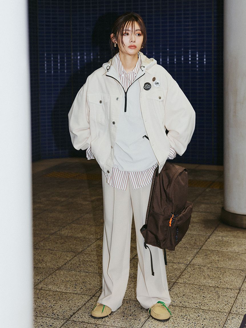 Mila Owen「タブスリーブ釦ダウン柄シャツ」|シャツ・ブラウス|