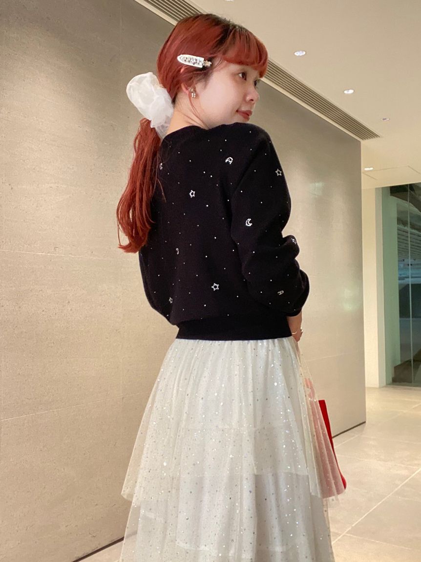 FURFUR「Twilightラインストーンクルーネックカーディガン」|カーディガン|