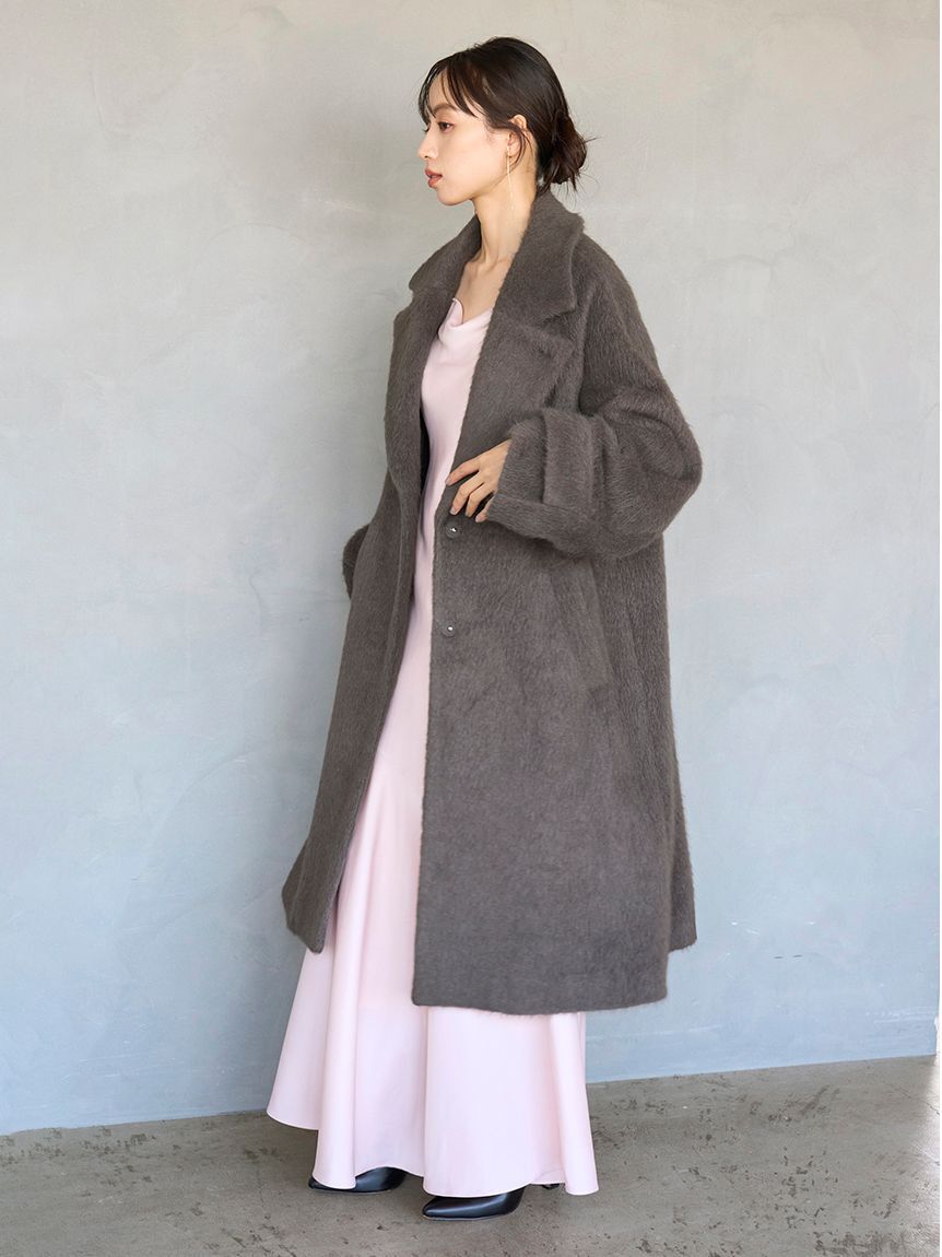 ブローチ付きシャギーロングコート（SNIDEL）｜ルミネのファッション