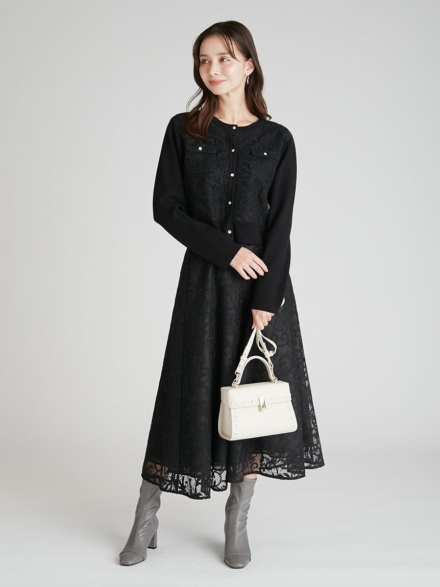 CELFORD「【セットアップ対応】チュール刺繍ドッキングカーディガン」|カーディガン|