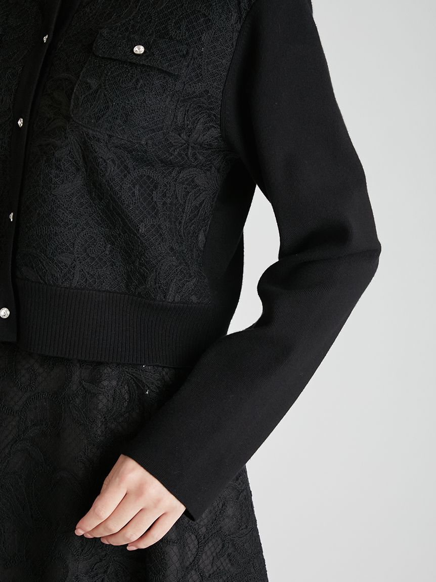 CELFORD「【セットアップ対応】チュール刺繍ドッキングカーディガン」|カーディガン|