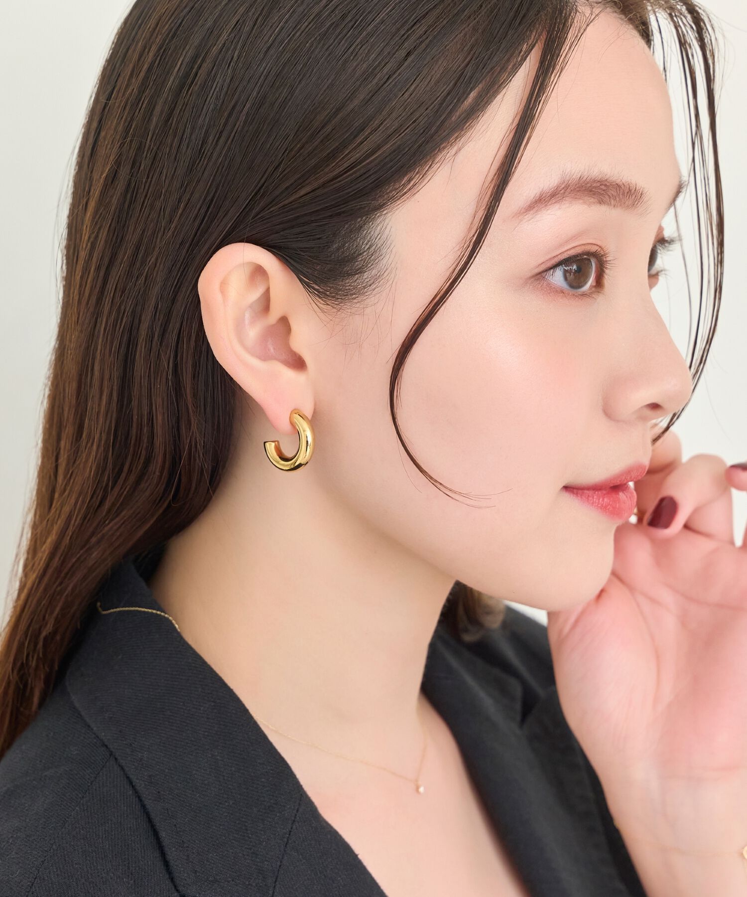 Phoebe「【金属アレルギー対応】ボリュームフープピアス　ゴールド/サージカルステンレス」|ピアス|