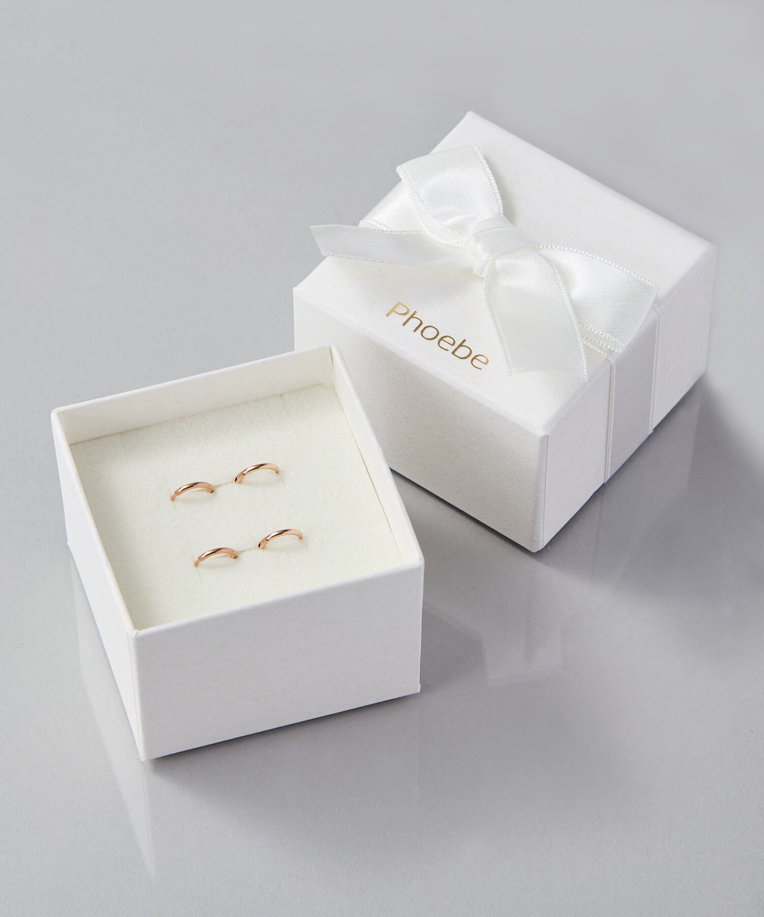 Phoebe「【金属アレルギー対応】ミニフープペアピアス」|ピアス|ピンクゴールド