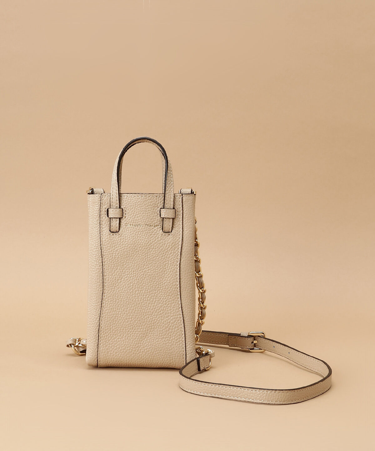 Samantha Thavasa「シンプルスクエア型 レザーミニショルダーバッグ」|ショルダー・メッセンジャー|ベージュ
