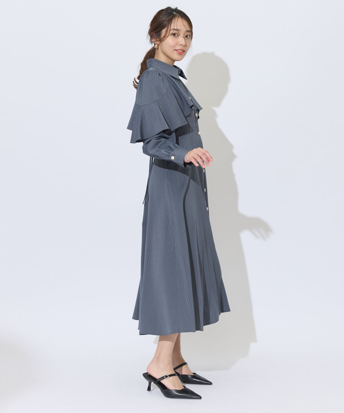 アンドクチュール「ケープフリルシャツワンピース」|ワンピース|