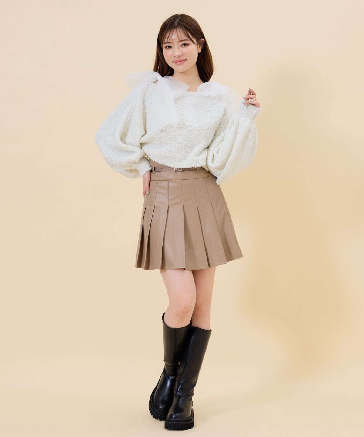 REDYAZEL「チュールリボンラメニットトップス」|ニット・セーター|