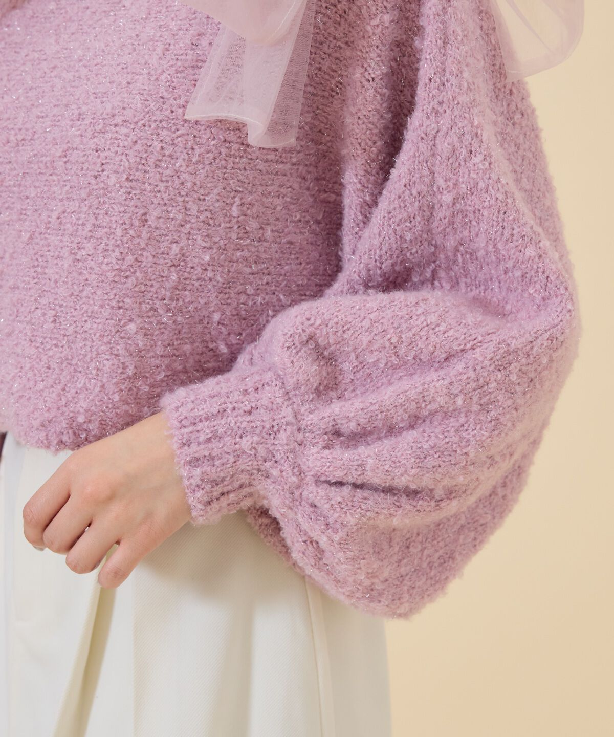 REDYAZEL「チュールリボンラメニットトップス」|ニット・セーター|